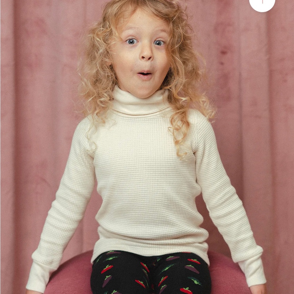 NOBLE ORGANIC WAFFLE TURTLENECK IN OAT MILK size 2